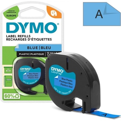 Páska DYMO LetraTag, černý tisk, 12mm (59426) modrá pvc, 4m