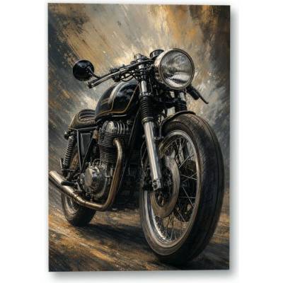 Plakát – Černý klasický motocykl s kulatým světlometem Bez rámu Ano Bez rámu 90 × 135 cm