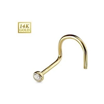 Šperky4U zlatý piercing do nosu zirkon ZL01176-YG