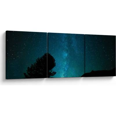Obraz noční oblohy s hvězdami, třídílný 90x30 cm