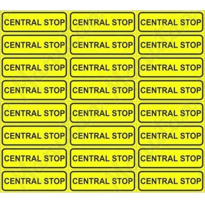 Manutan Central stop - Stop tlačítko, samolepka 100 x 30 x 0,1 mm, arch 18 ks