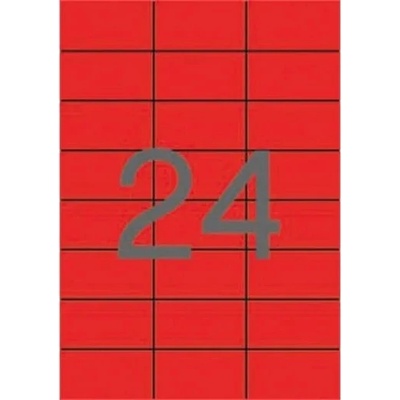 APLI Etikety, 70x37 mm, farebné, APLI, červené, 2400 etikiet/bal
