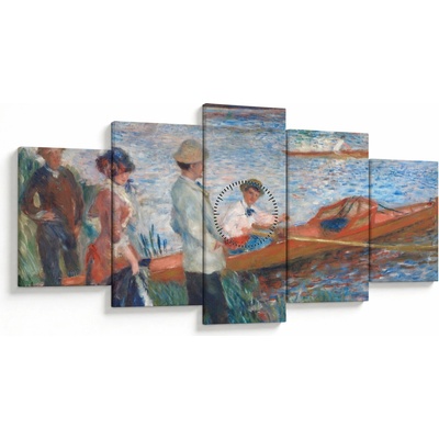 Obraz - Auguste Renoir, Oarsmen at Chatou, reprodukcia (s hodinami), päťdielne 150x80 cm s hodinami
