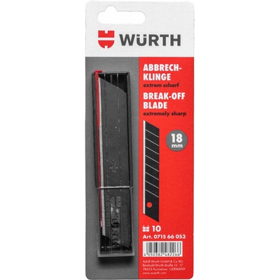 WÜRTH Náhradní odlamovací čepele černé, 18 mm, 10 ks
