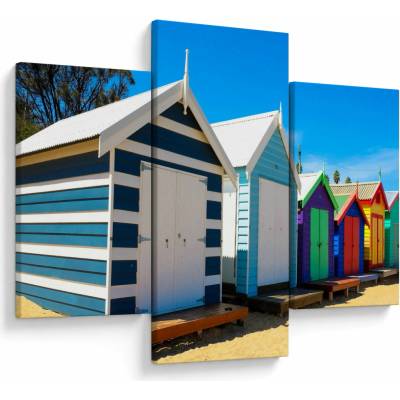 Obraz - Pláž Brighton, Melbourne, Austrálie, třídílný 90x60 cm