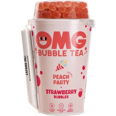 OMG Bubble Tea Peach Party s jahodovou příchutí 265 ml