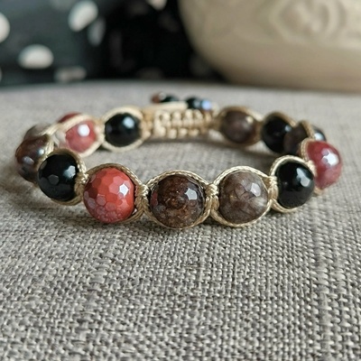 Marole Bordeaux Elegance Náramok z minerálov (Jaspis, Jadeit, Achát) 51174117835080