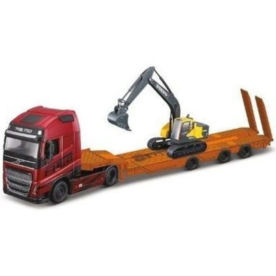 Bburago Kamion Construction Volvo FH16 Globetrotter 750XXL s bagrom Volvo EC220E 1:43