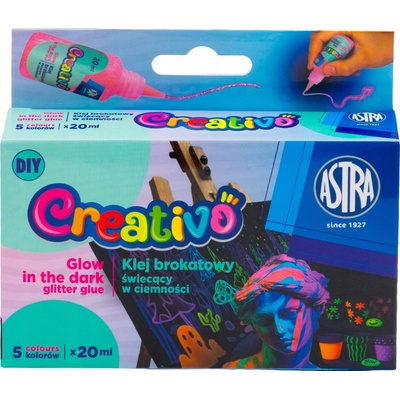 Astra Trblietavé lepidlo svietiace v tme Creativo 5x20ml