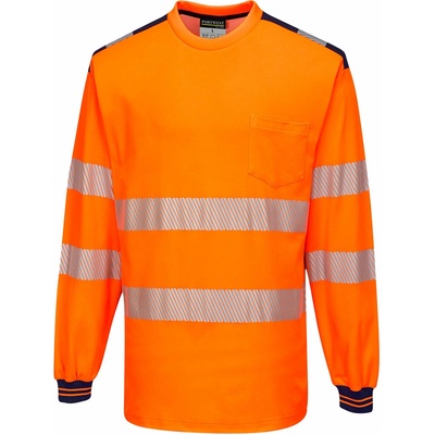 Portwest T185 PW3 Hi-Vis tričko L/S Oranžová/Námornícka modrá XXL