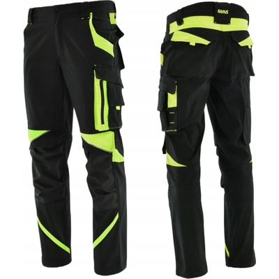 Sara Workwear Strečové kalhoty Neoflex černé žluté