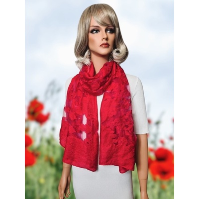 Classic Scarf slavnostní červená krajkovaná šála