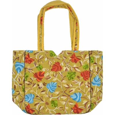 Sanu Babu Velká taška na zip s kašmírskou výšivkou béžová 34x34x15cm + 30cm ucha