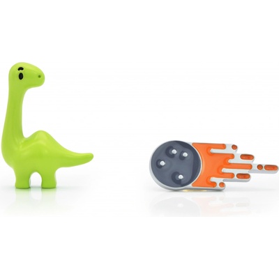 MTM set 2 odznaků Dinosarus & meteorit – evoluce