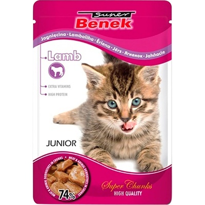 Super Benek Super Chunks Kitten Jahňacie mäso v omáčke 48 x 100 g