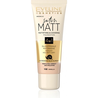 Eveline Cosmetics Satin Matt Tónovací krém s matným efektem 102 Vanilla 30 ml