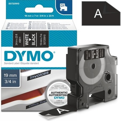 Páska Dymo D1, 19mm (45811) černá, bílý tisk, 7m
