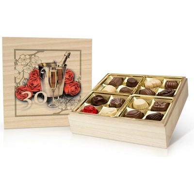 Selllot Narozeniny 30 let belgické pralinky v dřevěné dóze 400 g