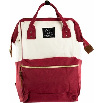 Lara Bags LÁTKOVÝ BATOH červená/biela