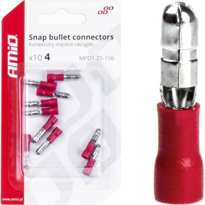 Elektrický konektor AMiO 03071 kolík valcový 4mm 0.5-1.5mm2 10A 10 ks