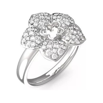 Guess oceľový prsteň s kvetinou Shining Winter JUBR04467JWRH