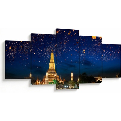 Obraz - Lampióny šťastia, Bangkok, päťdielne 150x80 cm