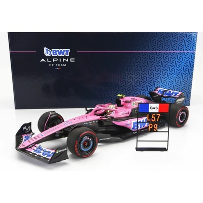MINICHAMPS ALPINE F1 A523 TEAM BWT ALPINE N 10 9th BAHRAIN GP WITH PIT BOARD 2023 PIERRE GASLY PINK BLACK BLUE 1:18