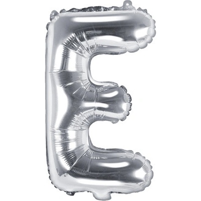 PartyDeco Fóliový balónek písmeno E stříbrný 35 cm