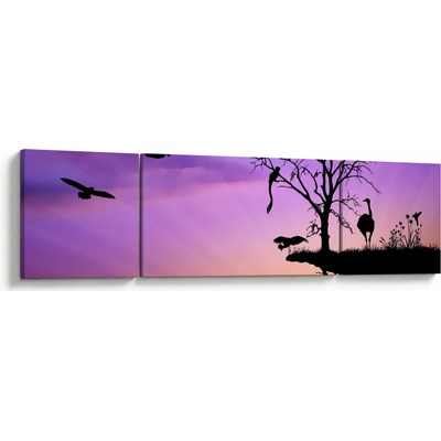 Obraz - Siluety zvierat, trojdielne 170x50 cm