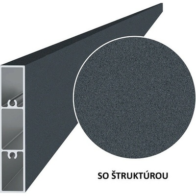 Hliníková plotová lamela 80x16 mm, tvar obdélník, antracit RAL7016 se strukturou 2m +/- 5mm (AL-PV2-AS-2)