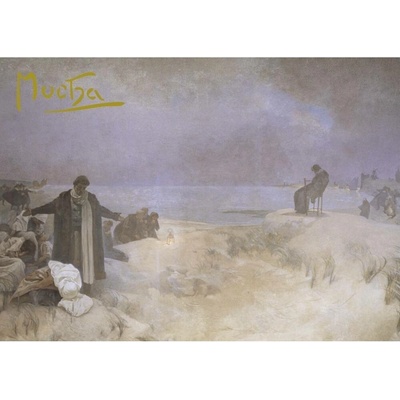 Pohled Alfons Mucha Slovanská epopej – Jan Amos Komenský, krátký