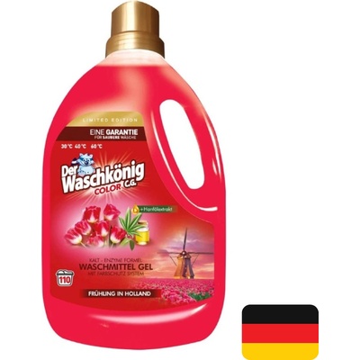WaschKönig prací gel Color Spring Holland s konopným olejem 110 PD 3,3 l