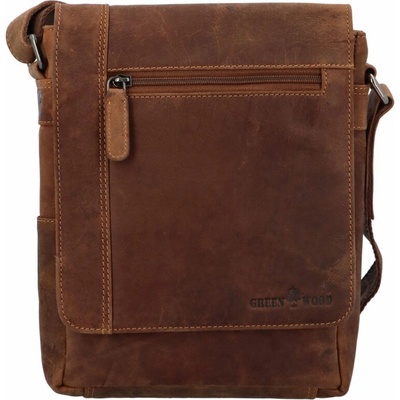 Pánska kožená crossbody taška khaki Greenwood Justwant Khaki