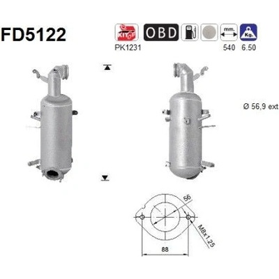 Filter sadzí pevných častíc výfukového systému AS FD5122