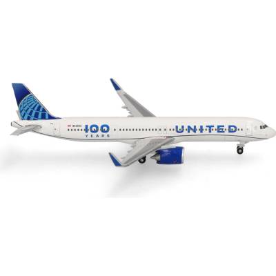 Herpa A321-271NX United Airlines "2019s" Colors w. "100th Centennial" sticker 1:500