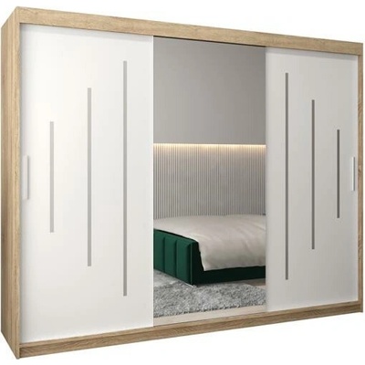 DobreSny York1 se zrcadlem 250 x 200 cm bílá / dub sonoma – Hledejceny.cz