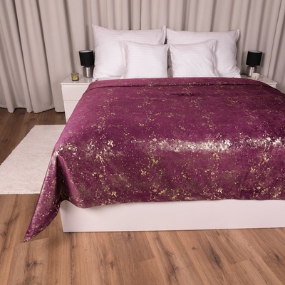 Biante přehoz na postel Sametový Isabela IBL-006 Gold Design vínový 140 x 200 cm