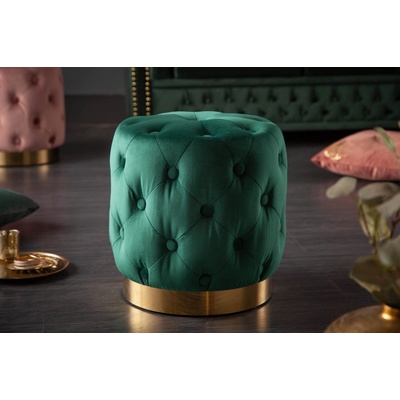 LuxD Dizajnová taburetka Rococo 37 cm tmavozelená