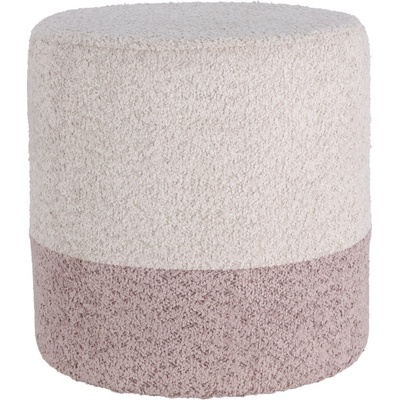 Home Styling Collection Kulatý čalouněný puf ve dvou barvách, boucle, 34 × 35 cm, béžový
