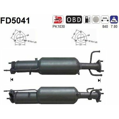 Filter sadzí pevných častíc výfukového systému AS FD5041