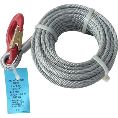 Lano 12,5 m AL-KO k navijaku OPTIMA 901 a BASIC 900, pr. 7 mm (s hákom)