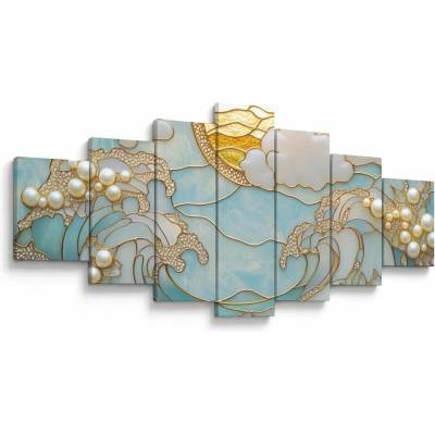 Obraz - 3D perly v oceáne, sedemdielne 210x100 cm