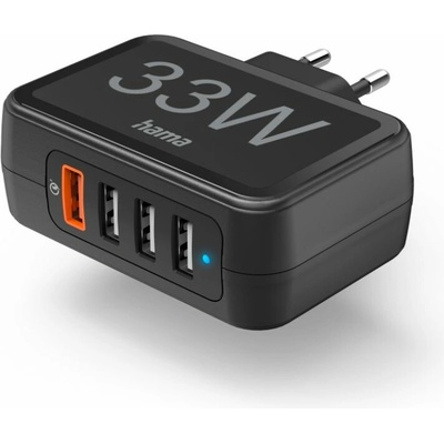 HAMA Rýchlonabíjačka, 4x USB-A, 33 W, čierna - 00201629