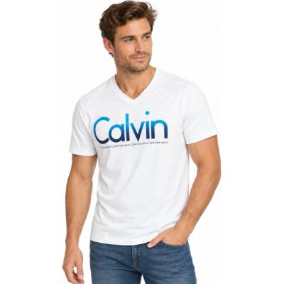 Calvin Klein pánské tričko s Kratkým Rukávem CK Bílé