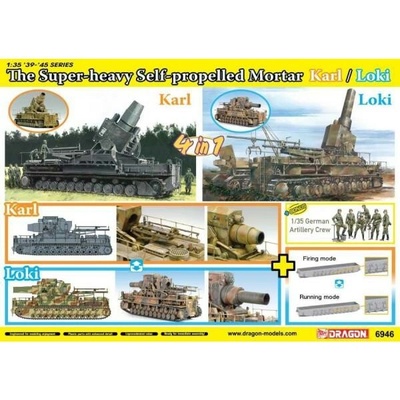 Dragon Model Kit military 6946 NĚMECKÝ TĚŽKÝ SAMOHYBNÝ MINOMET KARL/LOKI (1:35