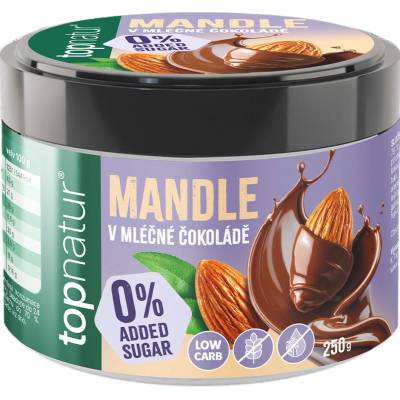 TOPNATUR No Added Sugar Mandle v mliečnej čokoláde 250 g