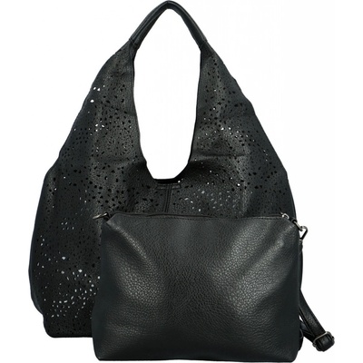 Módní koženková sada kabelek přes rameno a crossbody Saga černá