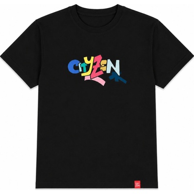 CityZen Matyáš dětské balvněné triko s nápisem Cityzen kulatý výstřih černé