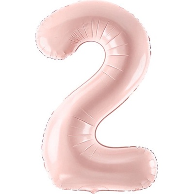 PartyDeco Fóliový balón narodeninové číslo 2 svetloružový 72 cm