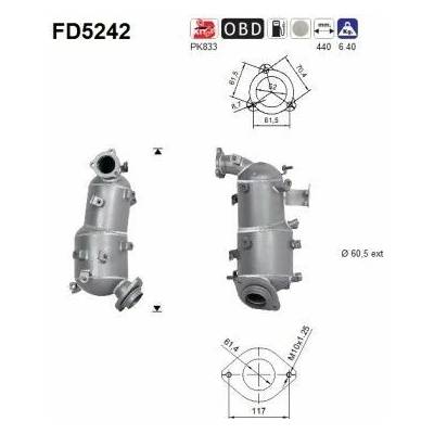 Filter sadzí pevných častíc výfukového systému AS FD5242